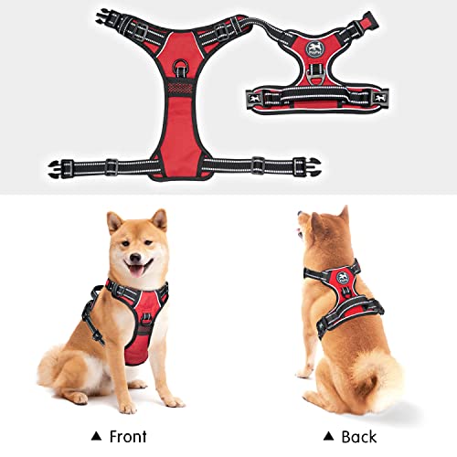 PoyPet No Pull Dog Harness, No Choke Front Clip Dog Reflective Harness, Adjustable Soft Padded Pet Vest with Easy Control Handle for Small to Large Dogs(Red,XS) - color: Red, size: XS