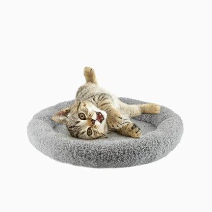 Round Cat Bed Washable Cat Donut Bed with Non-Slip Bottom Comfortable Soft Pet Bed for Indoor Cats/Gray （Diameter: 11.81"） - size: Diameter: 11.81"