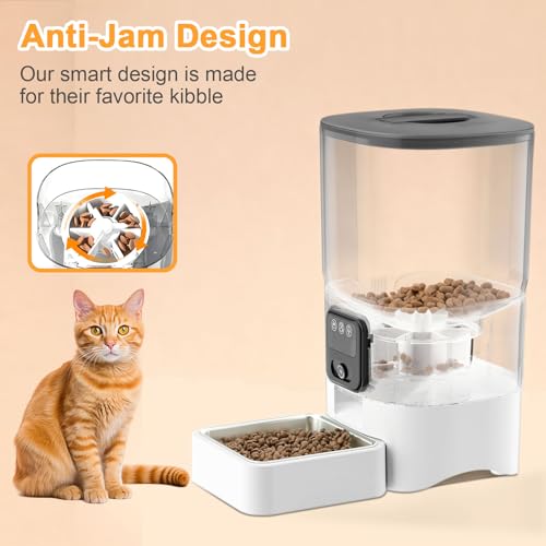 Automatic Cat Feeder with Camera, 1080P HD Video with Night Vision, 2.4G WiFi Pet Feeder for Cat & Small Dog, 2-Way Audio & Meal Call Pet Food Dispenser, Motion Capturing Auto Dog Feeder 6L - size: 6L single bowl video version