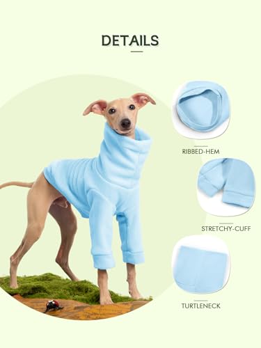 Dog Fleece Sweater Turtleneck Long Sleeve Pullover Sweatshirt Warm Puppy Clothes for Small Medium Dogs - color: Blue, size: X-Large