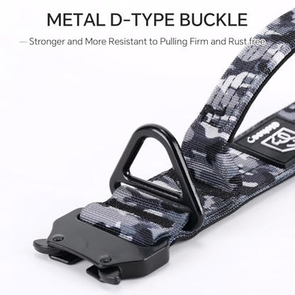 Tactical Dog Collar, Adjustable Military Collar with Handle and Heavy Duty Metal Buckle, Thick Dog Collars for Medium and Large Dogs (Gray Camouflage, M) - color: Gray-Camo, size: M