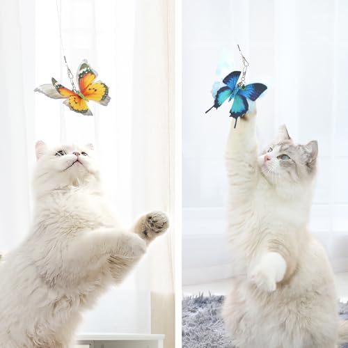 Cat Butterfly Toy Replacement - 7 Pieces Butterfly Cat Toys Accessories,Teaser Wand Attachments, Interactive Cat Toys for Indoor Cats Kittens - size: Butterfly