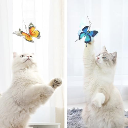 Cat Butterfly Toy Replacement - 7 Pieces Butterfly Cat Toys Accessories,Teaser Wand Attachments, Interactive Cat Toys for Indoor Cats Kittens - size: Butterfly