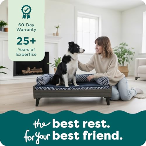 Furhaven Elevated Dog Bed Frame for 30" x 20" Medium Dog Beds, Easy Assembly - Mid-Century Modern Bed Frame - Gray Wash, Medium - color: Veneer Gray Wash, size: 30" x 20"