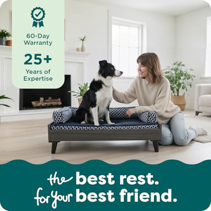 Furhaven Elevated Dog Bed Frame for 30" x 20" Medium Dog Beds, Easy Assembly - Mid-Century Modern Bed Frame - Gray Wash, Medium - color: Veneer Gray Wash, size: 30" x 20"