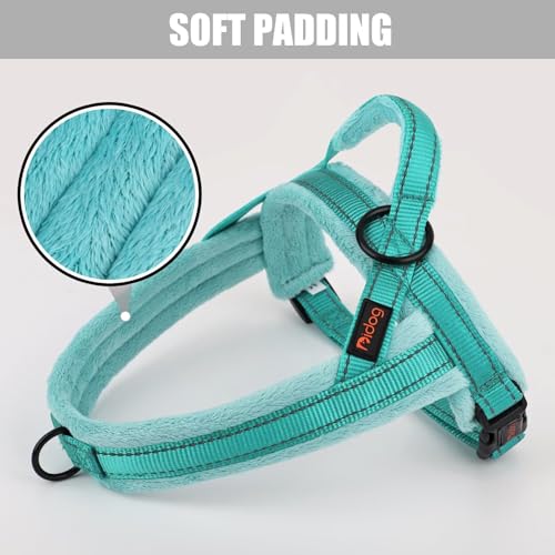 Didog Soft Flannel Padded Dog Vest Harness,Escape Proof/Quick Fit Reflective Dog Strap Harness, Easy for Training Walking(XS:Chest 15-18", Teal) - color: Teal, size: XS:chest 15-18"