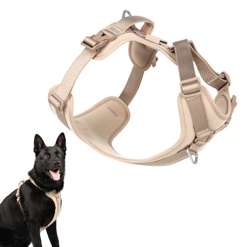 All-Weather No Pull Dog Harness Reflective Vest Harness QR Code Anti-Lost Adjustable Quick-Release Buckle Soft Padded Breathable Harness for Medium Large Dogs (Super Reflect-Earth, M) - color: Super Reflect-Earth, size: M