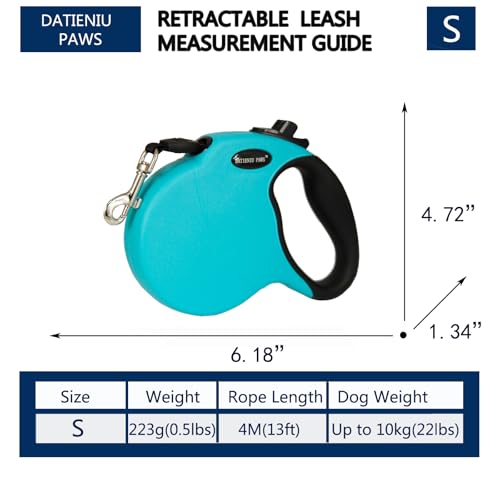 13Ft Chew Proof Retractable Dog Leash Anti-Chewing Wire Ropes Hands-Free Adjustable Safety Lock Durable Nylon Belt for Small Dogs Blue S - color: Blue, size: Small