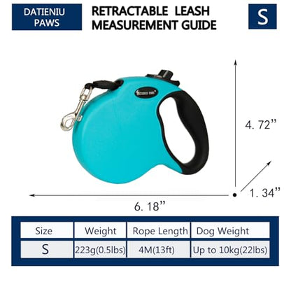 13Ft Chew Proof Retractable Dog Leash Anti-Chewing Wire Ropes Hands-Free Adjustable Safety Lock Durable Nylon Belt for Small Dogs Blue S - color: Blue, size: Small