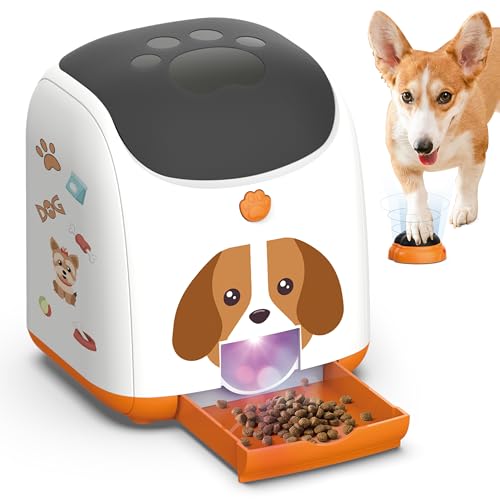 Dog Puzzle Feeder Toy – Remote Control Automatic Treat Dispenser with Light, Interactive IQ Training Slow Feeder, Large Capacity for All Dog Breeds - color: Orange