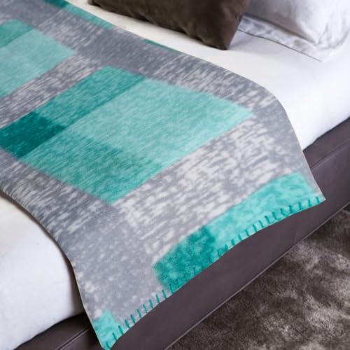 ZYFZCYBL Fleece Throw Blankets for Couch Bulk Lightweight Warm Soft Cozy Blanket 6 Pack Bulk Fleece Blanket Solid for Bed Couch Office Gifts Outdoor 50 x 60 inch Teal and Grey - color: Plaid (Teal and Grey)