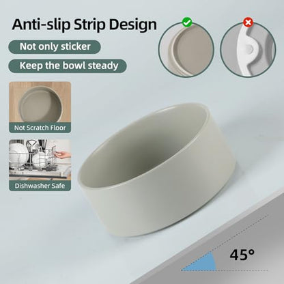 Havniva 7.3” Dog Bowl Ceramic Dog Food and Water Bowl, Durable Dog Water Bowl with Non-Slip Rubber Base Large Capacity Feeding Dishes for Medium Dogs - color: Matte Gray, size: 7.3 Inch
