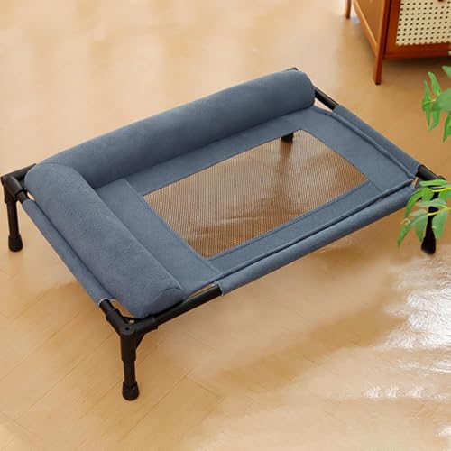 Dog Cot - Breathable Elevated Dog Cooling Bed, Washable Pet Sofa for Sleeping Play | Summer Hot Weather Puppy Senior Kitty Bunny Home Bedroom Living Room Offices Patio Backyard - color: Blue