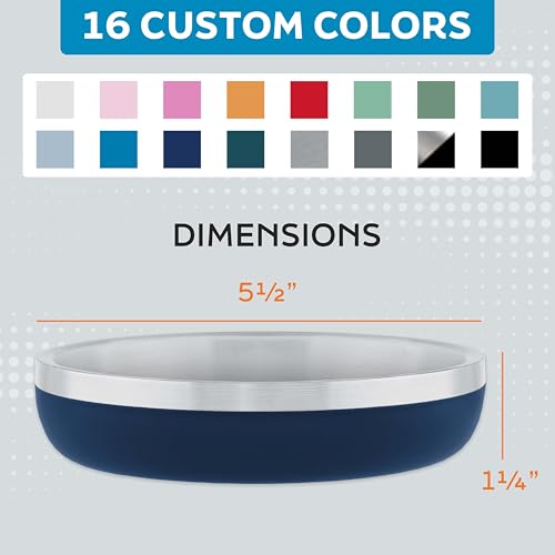 Master Pet Supply Stainless Steel Cat Bowls - 9 oz Heavy Duty - Navy Blue, Double Wall Extra-Thick Insulated, Non-Slip Pet Water Bowl for Cats & Pets, Anti Rust Metal, Dishwasher Safe - color: Navy Blue