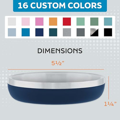 Master Pet Supply Stainless Steel Cat Bowls - 9 oz Heavy Duty - Navy Blue, Double Wall Extra-Thick Insulated, Non-Slip Pet Water Bowl for Cats & Pets, Anti Rust Metal, Dishwasher Safe - color: Navy Blue