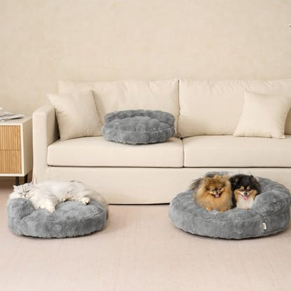 EHEYCIGA Dog Bed Medium Size Dog, Fluffy Small Dog Couch with Removable Washable Cover, Bolster Pet Sofa, Waterproof and Non-Slip, 30" x 30"x 8.5", Grey - color: Grey, size: 30"L x 30"W x 8.5"Th