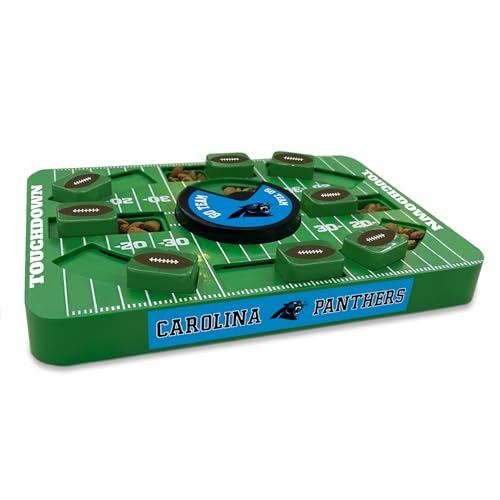 Pets First NFL Carolina Panthers Large Puzzle Toy, Interactive Treat Dispenser, Slow Feeding Toy for Dogs - color: CAROLINA PANTHERS, size: Large