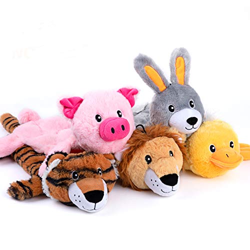 Nocciola 5 PCS Less Stuffing Dog Squeaky Toys for Aggressive Chewers, Durable Plush Dog Toy Set with Stuffed Head for Small to Large Dogs - style: 5 Pcs Multi-squeakers Head Stuffed Only