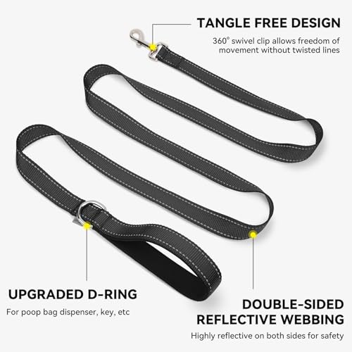 Joytale Dog Leash, 4 FT Double-Sided Reflective, Padded Handle Nylon Heavy Duty Leashes for Small Dogs Walking, Black - color: Black, size: 4 ft Narrow