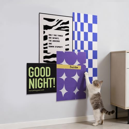 4 Pcs Wall Cat Scratcher for Indoor Cats - Reusable & Damage-Free Wall-Mounted Fabric Scratching, DIY for Furniture and Wall Protection - color: SET1-4PCS