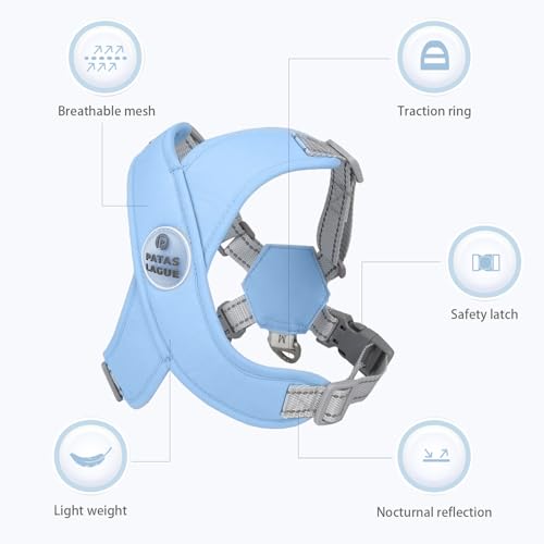 Dog Harness with Leash Set Adjustable Soft Padded Step-in Dog Vest No Choke No Pull Reflective for Small Medium Pets with Poop Bags and Dispenser, Solid and No-chew, Blue S - color: Blue, size: S (Neck 18.1-21.2'' Chest 21.2-25.2'')