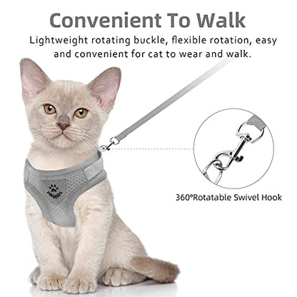 Cat & Dog Vest Harness - All Weather Mesh, Reflective Strap, Step-in Adjustable for Small Cats & Dogs (Gray, S) - color: Gray, size: Small (Chest: 11"-13")