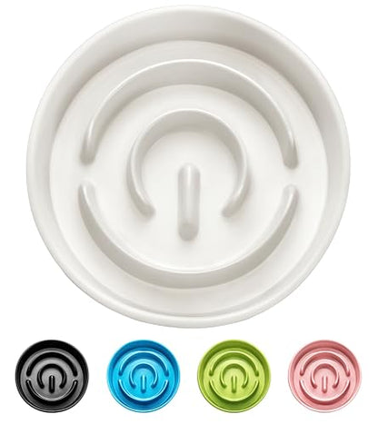 Ceramic Slow Feeder Dog Bowls, 0.6 Cup Slow Feeder for Small Dogs, Puzzle Maze Bowl, Prevents Choking, 6in, White - color: White, size: 6 Inches