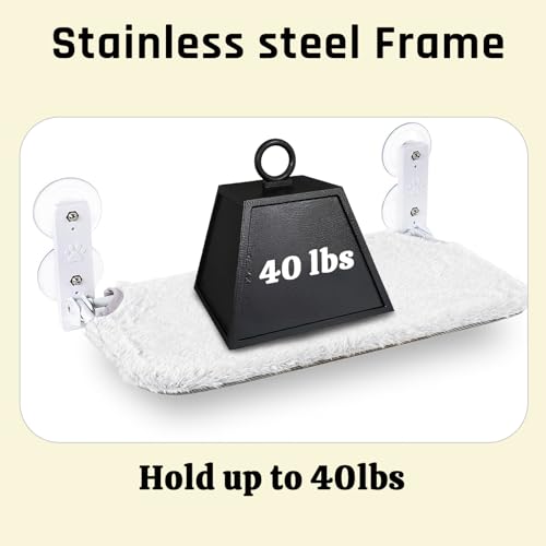 Cat Window Perch, Cordless Foldable Cat Hammock for Indoor Cats with Upgraded Suction Cups Strong Metal Frame Holds Up to 44lbs (M 1PC) - size: M 1PC