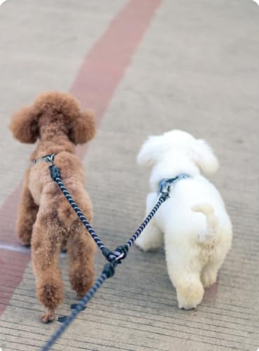Double Dog Leash 2 Way Coupler Anti Chew Dog Leash Extension Splitter Lead for 2 Small Dogs Walking (60cm)