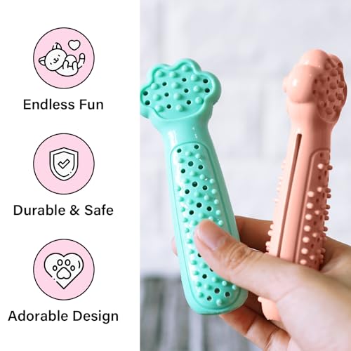 Cat Teething Toy, Cute Paw Chew Toys for Cat Dental Care, Pet Treat Dispenser Toy for Kitten Chewing, Kicking and Boredom Releasing, Pet Puzzle Toys (Pink-2 PCS) - color: Pink-2 PCS
