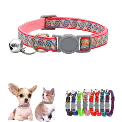 Pink XS Dog Collar with Bell, Puppy Collar Girl,Break Away Dog Collar, Safety Buckle Soft Nylon Adjustable for XXS Xs Small Pet Dogs Animal Litter Tiny Kitten,Neck 7.5-12.6 inch - color: Pink