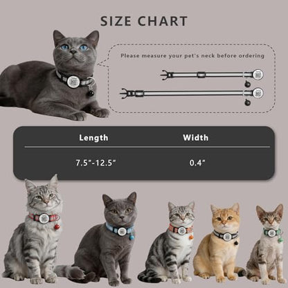 Safe & Elegant Cat Collar Breakaway with QR Code ID, 2 Pack Adjustable Kitten Collar with Name Tag & Bells – Smart Reflective Safety for Easy Pet Info Management (Pink)