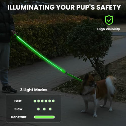 LED Dog Leash - Rechargeable, Waterproof & Reflective, 6FT Tangle-Free for Night Walking(Red) - color: Red
