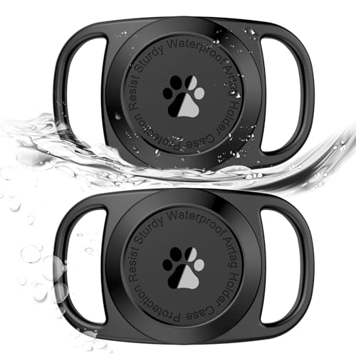 Airtag Dog Collar Holder, [2 Pack], Waterproof Protective Case for Apple AirTag, Durable & Lightweight with Full-Body Protection, Soft Silicone, Black - color: Black01-2Pack