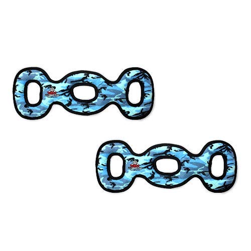 TUFFY- World's Tuffest Soft Dog Toy- Tug O War -Squeakers - Multiple Layers. Made Durable, Strong & Tough.(Tug,Toss & Fetch).Machine Washable & Floats (3Way Tug Camo Blue, Large 2 Pack) - color: 3Way Tug Camo Blue, size: Large 2 Pack