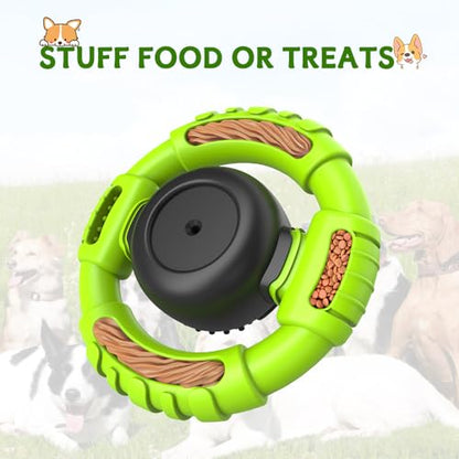 Dog Toys for Aggressive Chewers Large Medium Small Breed, Indestructible Durable Tough Dog Chew Toys to Keep Them Busy, Nylon Rubber Interactive Dog Toys - color: Grass Green