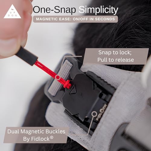 Effortless No-Pull Dog Harness with Magnetic Buckle – One-Hand On/Off Comfort Fit for Small, Medium & Large Breeds | Soft Padded, Adjustable, and Durable by Up Dog Shop (Medium) - size: Medium (30-55 lbs)