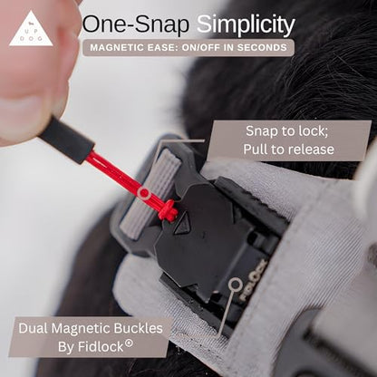 Effortless No-Pull Dog Harness with Magnetic Buckle – One-Hand On/Off Comfort Fit for Small, Medium & Large Breeds | Soft Padded, Adjustable, and Durable by Up Dog Shop (Medium) - size: Medium (30-55 lbs)