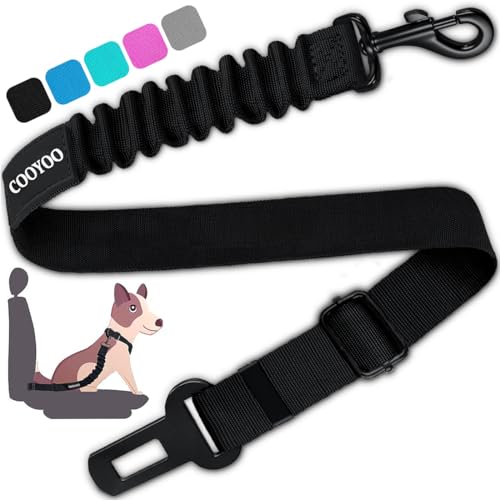 Dog Seat Belt,Retractable Dog Car Harness Seat Belt for Car Adjustable Nylon Pet Safety Seat Belts Heavy Duty & Elastic Bungee Buffer - color: 04-Black