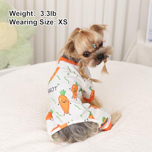 Dog Pajamas Pjs Spring Summer Dog Clothes for Small Dogs Girl - Boy - Small Size Dogs, Soft Stretchy Puppy Clothes Doggie Onesies Cat Pet Jammies Outfit, Carrot, XS - color: Carrot, size: X-Small（1-2 lb)