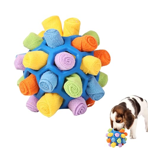 Mira's Pocket Dog Snuffle Ball Toy, Mental Stimulation Chew Toy for Dogs & Cats, 14cm Licking Mat Treat Dispensing Ball with Hollow Design, Slow Feeder for Fast Eaters (Rainbow Colors) - color: Rainbow colors
