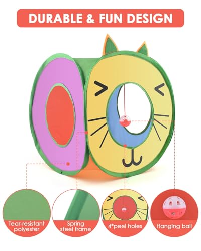 Pop Up Cat Cube, Collapsible Cat Hideouts Play House Peek Too Cat Cave Tent with 3 Holes for Indoor Outdoor Kittens Cats Puppies Rabbits Hideaway Bed Toy