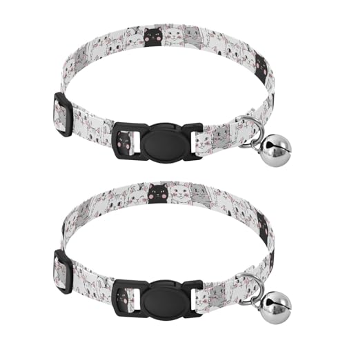 Cute Cats Easy to Wear Cat Collar 2 Pack Collars for Puppies - color: Cute Cats