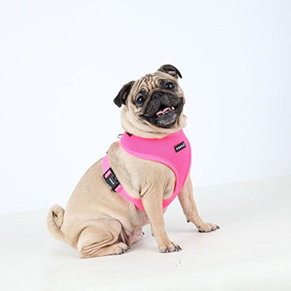 Puppia Soft Harness A - M Over-The-Head Soft Mesh Harness Neon Pink - color: PINK, size: Medium