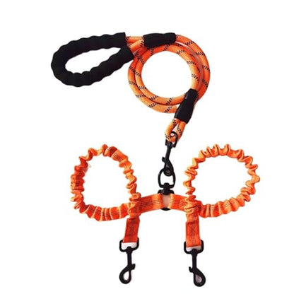 2 Two Dogs Leash Coupler Double Twin Lead Walking Dog Leashes(Orange) - color: Orange