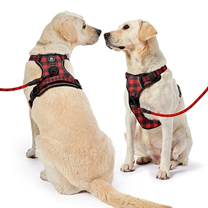 No Pull Dog Harness with Leash, Reflective No Choke Pet Vest Harness,Adjustable Soft Padded Dog Harness with Easy Control Handle for Small Dogs(Checkered Red,Small) - color: Checkered Red, size: 【S】neck 11-15" chest 15-21"