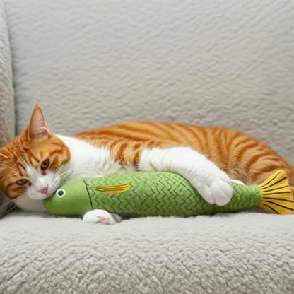 Catnip Fish Toy for Cats, Hemp Cloth Stuffed with PP Cotton, Lifelike Fish Design for Hunting Play & Stress Relief