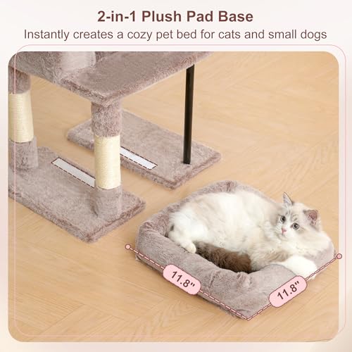 Heybly Cat Tree，HCT202SMU - color: Muchroom, size: 45.3 inch