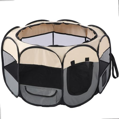 Pet Cat Playpen for Indoor Cats,Puppy Small Dog Cat Tent Crates Cage,Portable Pet Dog Playpen,29x29x16,Grey/Beige,1Pack - color: F2916 Grey