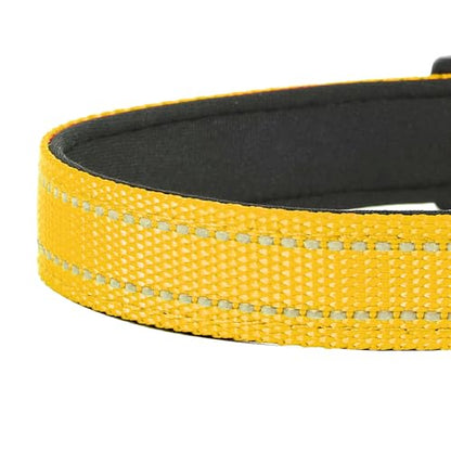 Reflective Dog Collar, Adjustable Soft Neoprene Padded Nylon Pet Collars with Buckle for Puppy and Small Dogs, Cats, Yellow,XS - color: Yellow, size: X-Small